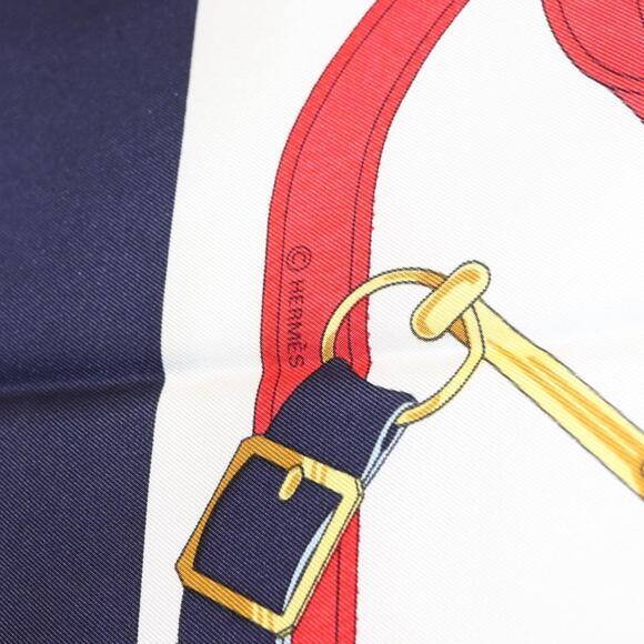 HERMES Carre 90 Scarf Silk ”Eperon d'Or” Navy Auth am9720 - Picture 11 of 12